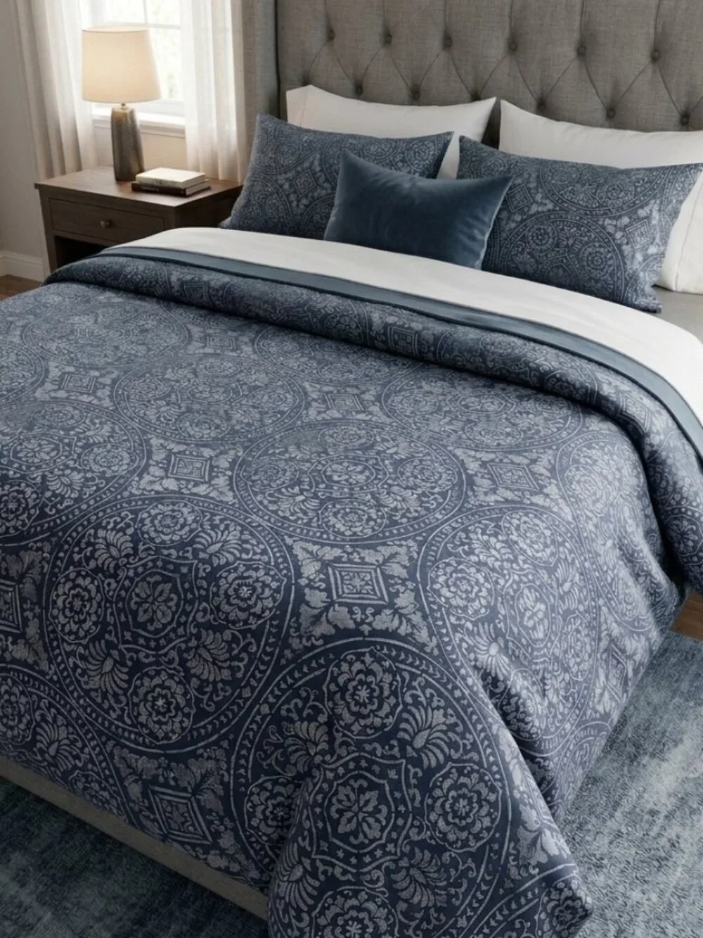 Pottery Barn King/Cal King Cairns Medallion Duvet Cover + 2 Shams